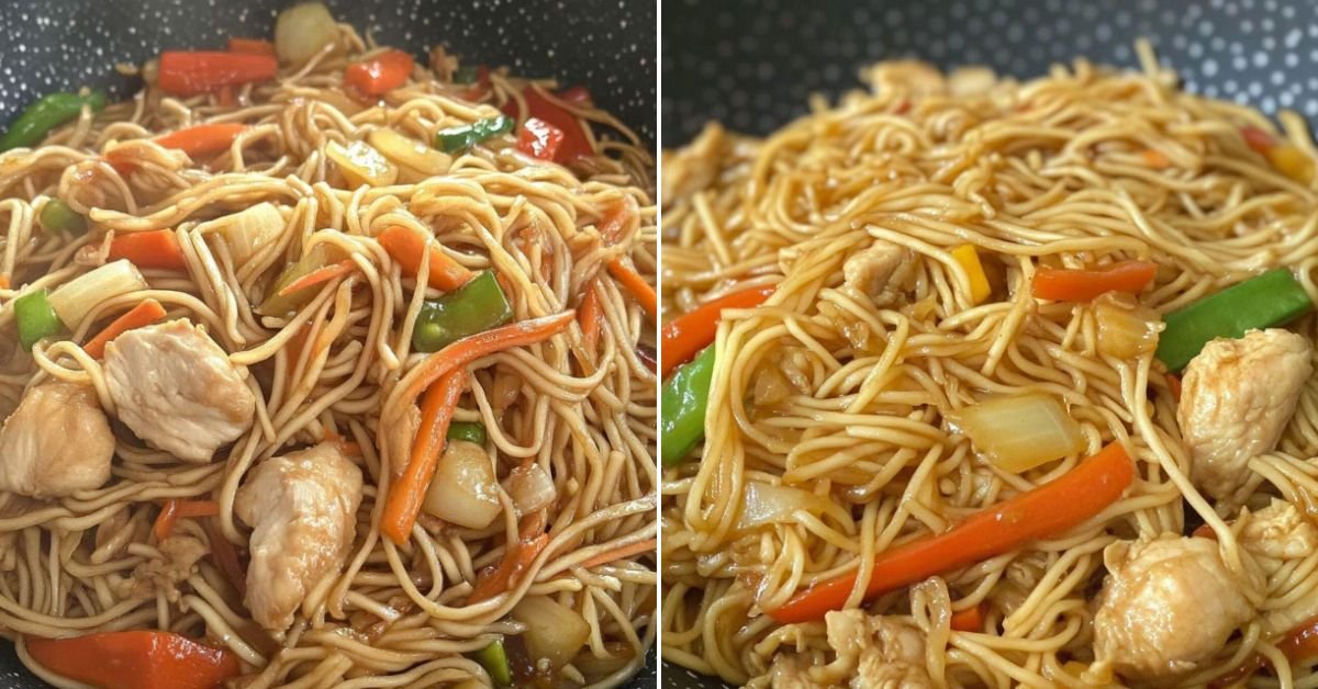 Gebratene Nudeln Mit Gem Se Und H Hnchen Chinesische Nudelpfanne