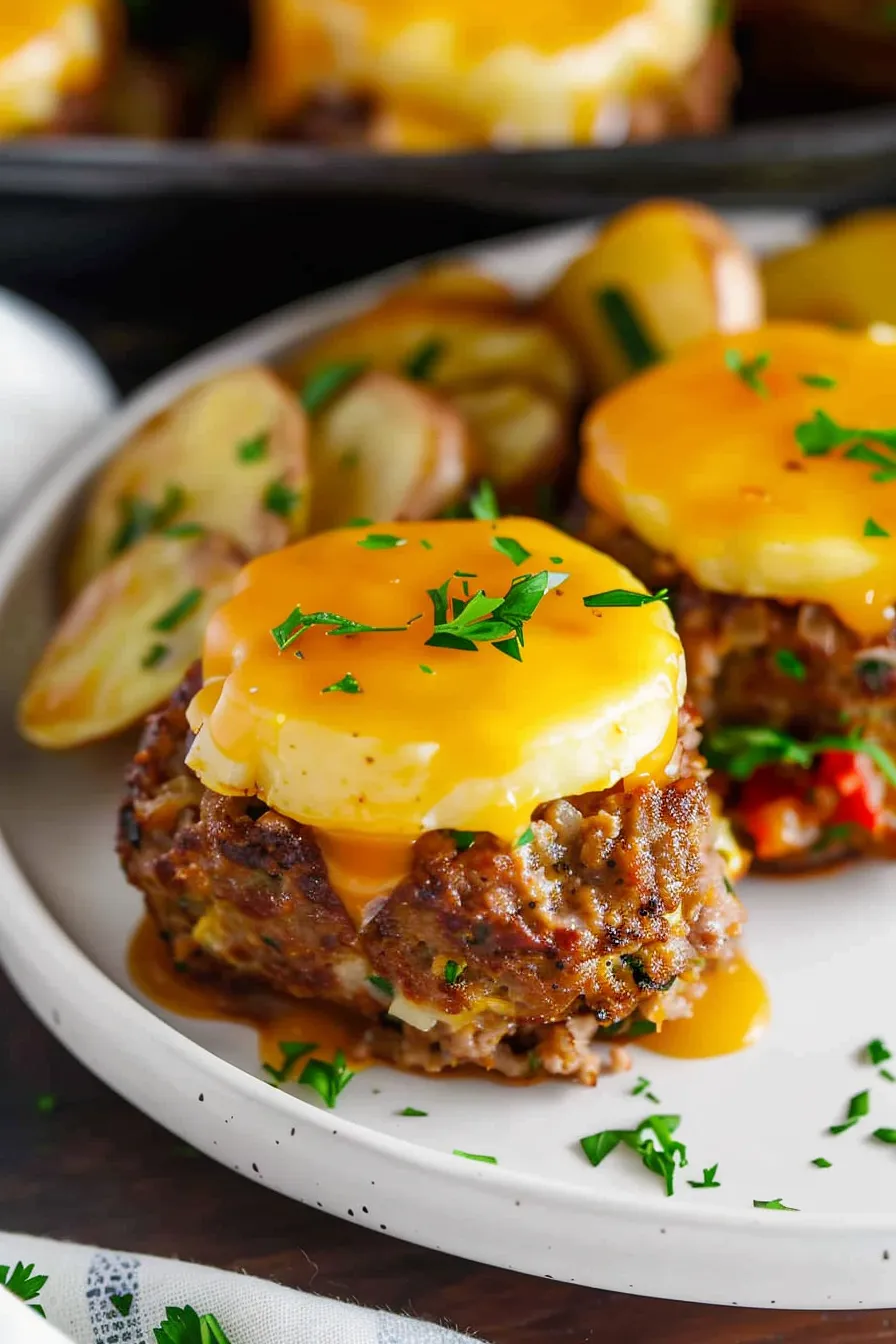 Einfacher Hackbraten mit Kartoffeln aus dem Ofen: Klassisches Auflauf Rezept