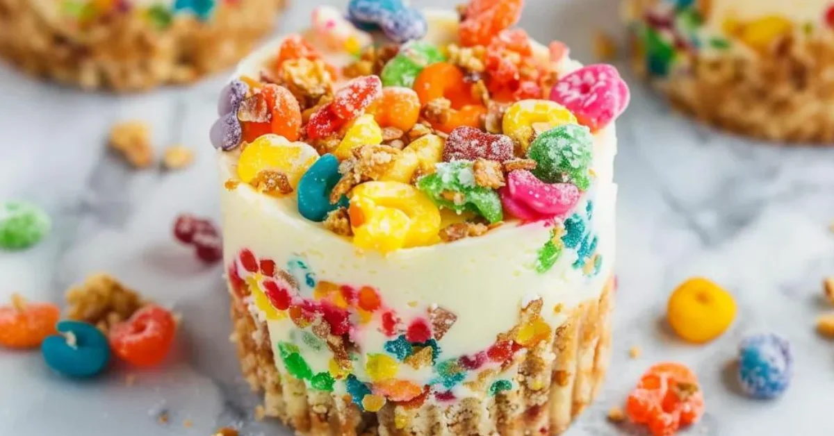 Mini Fruity Pebbles Cheesecakes: Bunte Knusper-Käsekuchen-Häppchen