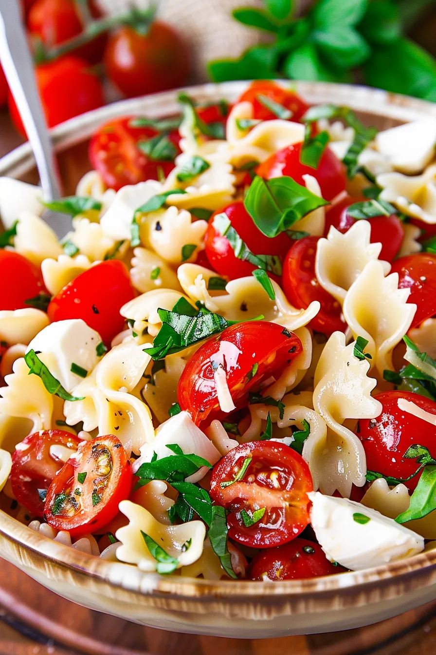 Sommersalat mit Pasta und Caprese: Frisch und Einfach Sommersalat mit Pasta und Caprese: Frisch und Einfach