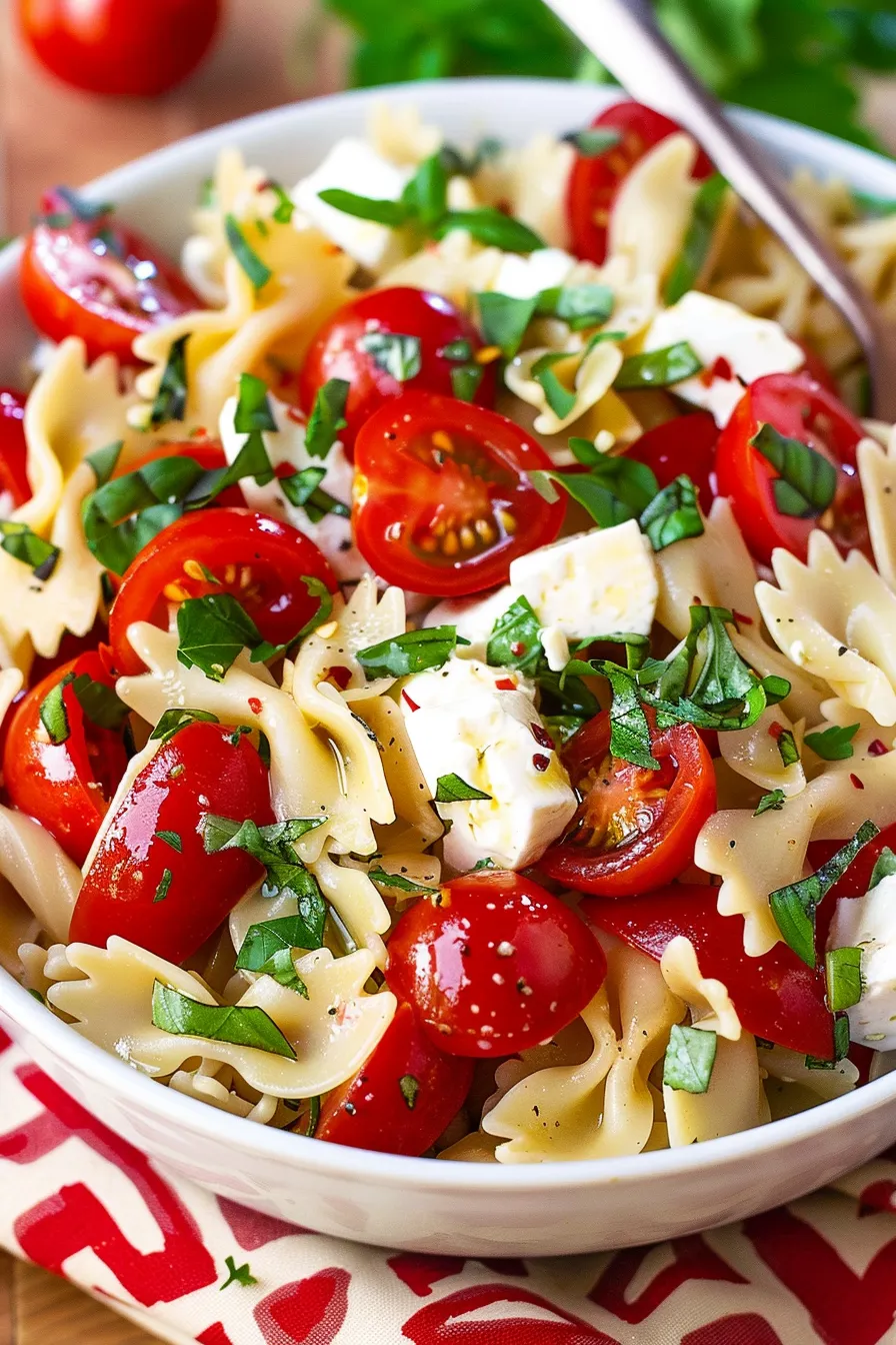 Sommersalat mit Pasta und Caprese: Frisch und Einfach Sommersalat mit Pasta und Caprese: Frisch und Einfach
