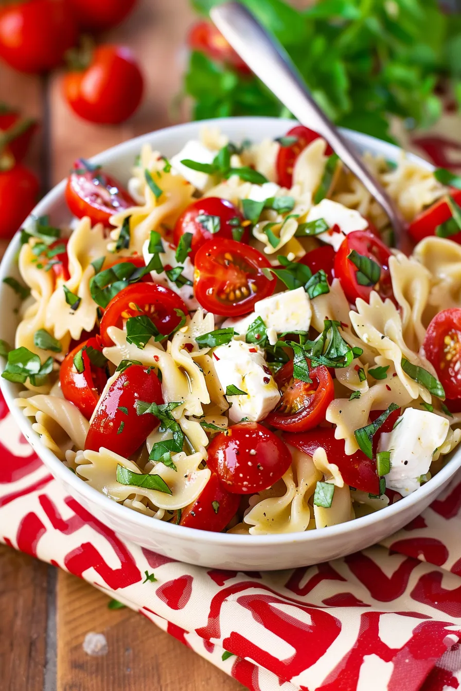 Sommersalat mit Pasta und Caprese: Frisch und Einfach Sommersalat mit Pasta und Caprese: Frisch und Einfach