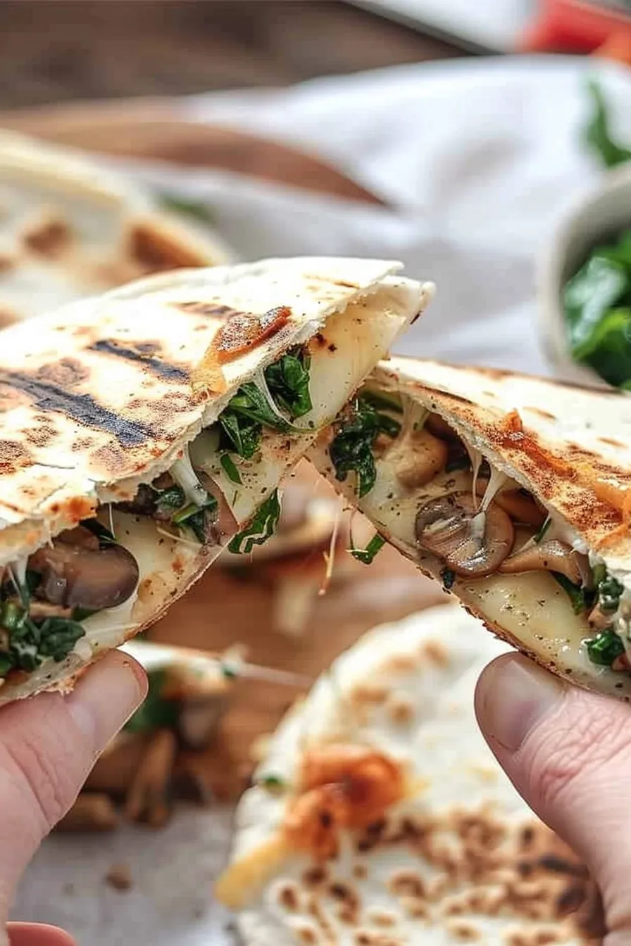 Spinat-Champignon-Quesadillas: Schneller vegetarischer Genuss