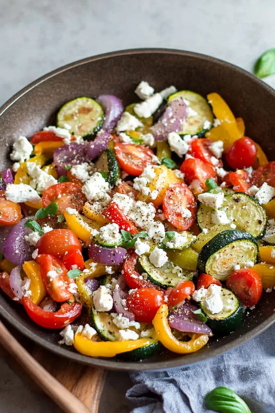 Einfache Gemüsepfanne mit Feta: Schnelles und gesundes Abendessen