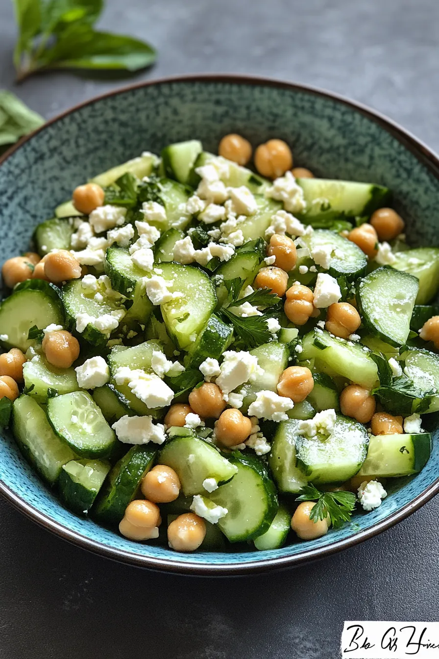 Erfrischender Gurkensalat mit Kichererbsen und Feta: Leckeres Salat Rezept für den Sommer