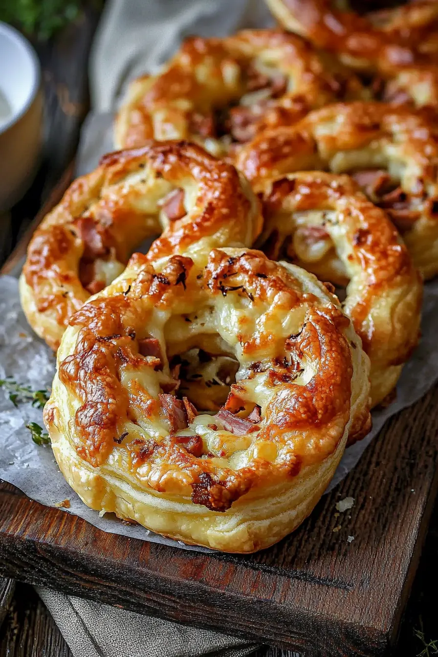 Knusprige Blätterteig Kringel mit Schinken und Käse: Einfaches Blätterteig Rezept für Genießer