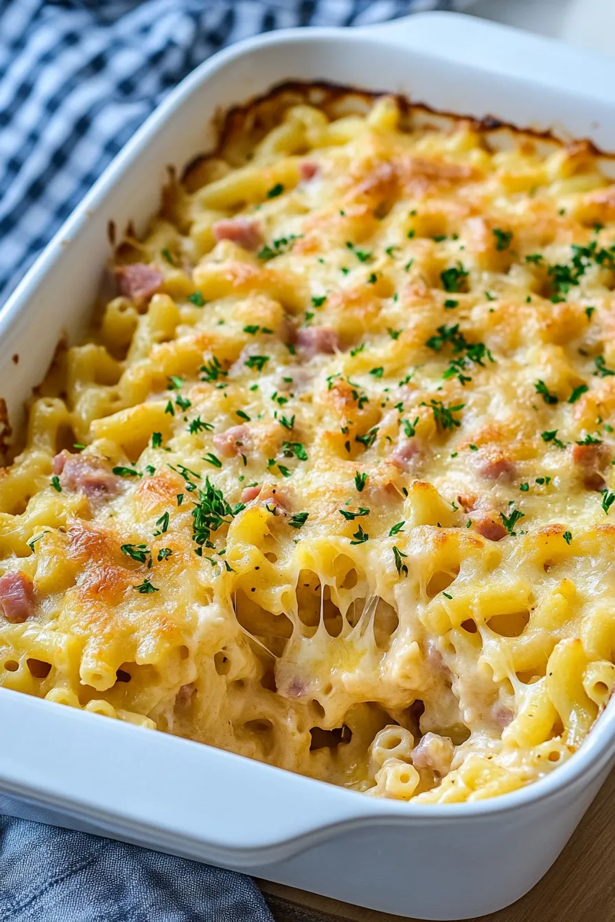 Käse-Schinken-Makkaroni: Cremiger Nudelauflauf aus dem Backofen