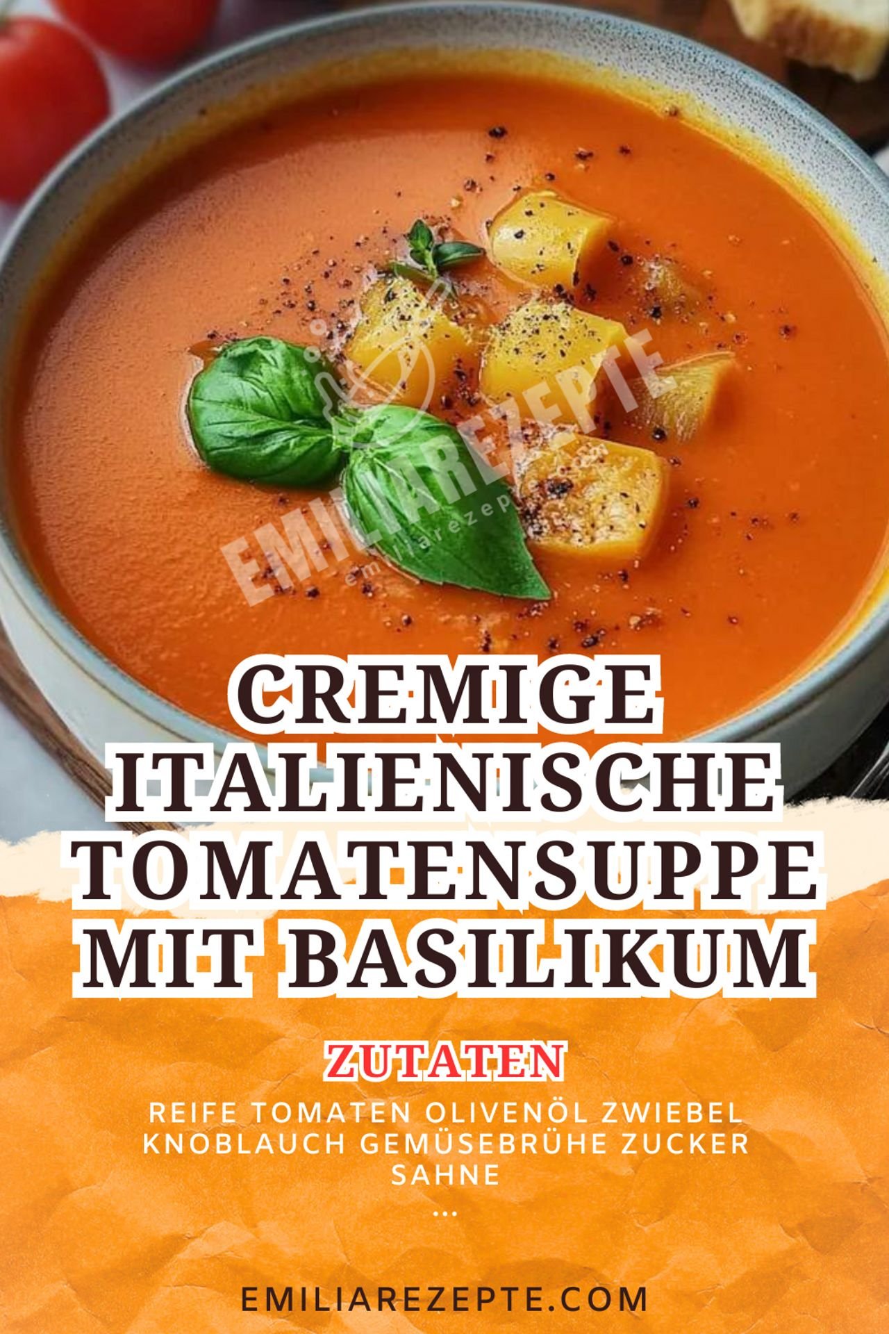 Tomaten Rezepte: Cremige italienische Tomatensuppe mit Basilikum