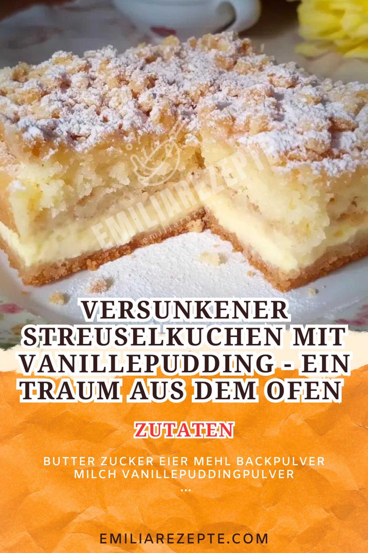 Kuchen Rezepte: Versunkener Streuselkuchen mit Vanillepudding - Ein Traum aus dem Ofen