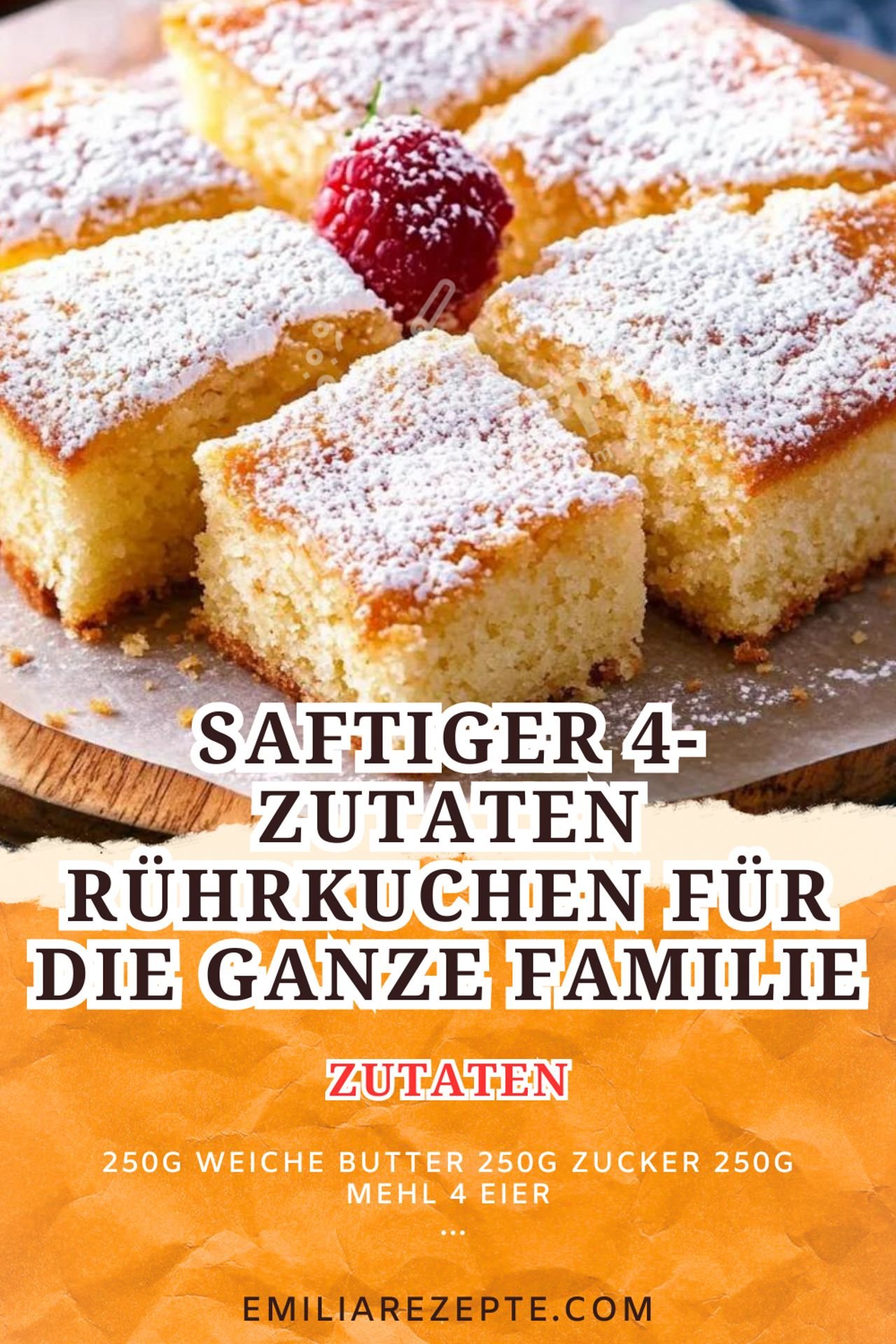 Einfache Kuchen Rezepte: Saftiger 4-Zutaten Rührkuchen für die ganze Familie