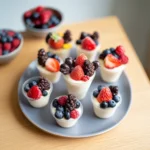 Fruchtige Dessert rezepte: Buntes Obst-Dessert im Waffelbecher