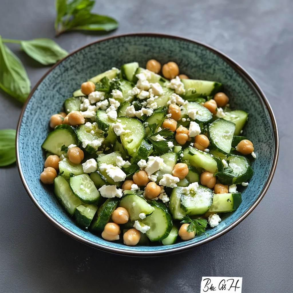 Erfrischender Gurkensalat mit Kichererbsen und Feta: Leckeres Salat Rezept für den Sommer