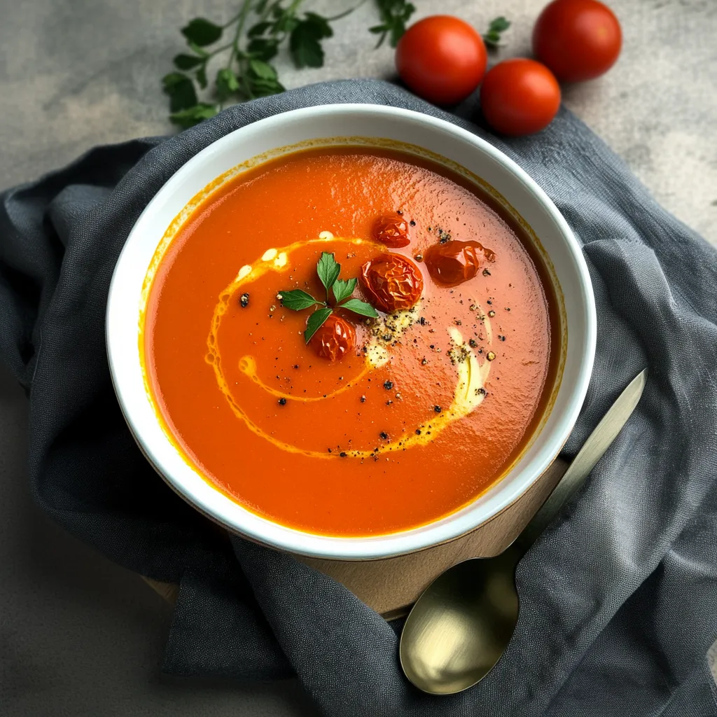 Einfache Tomatensuppe mit gerösteten Tomaten