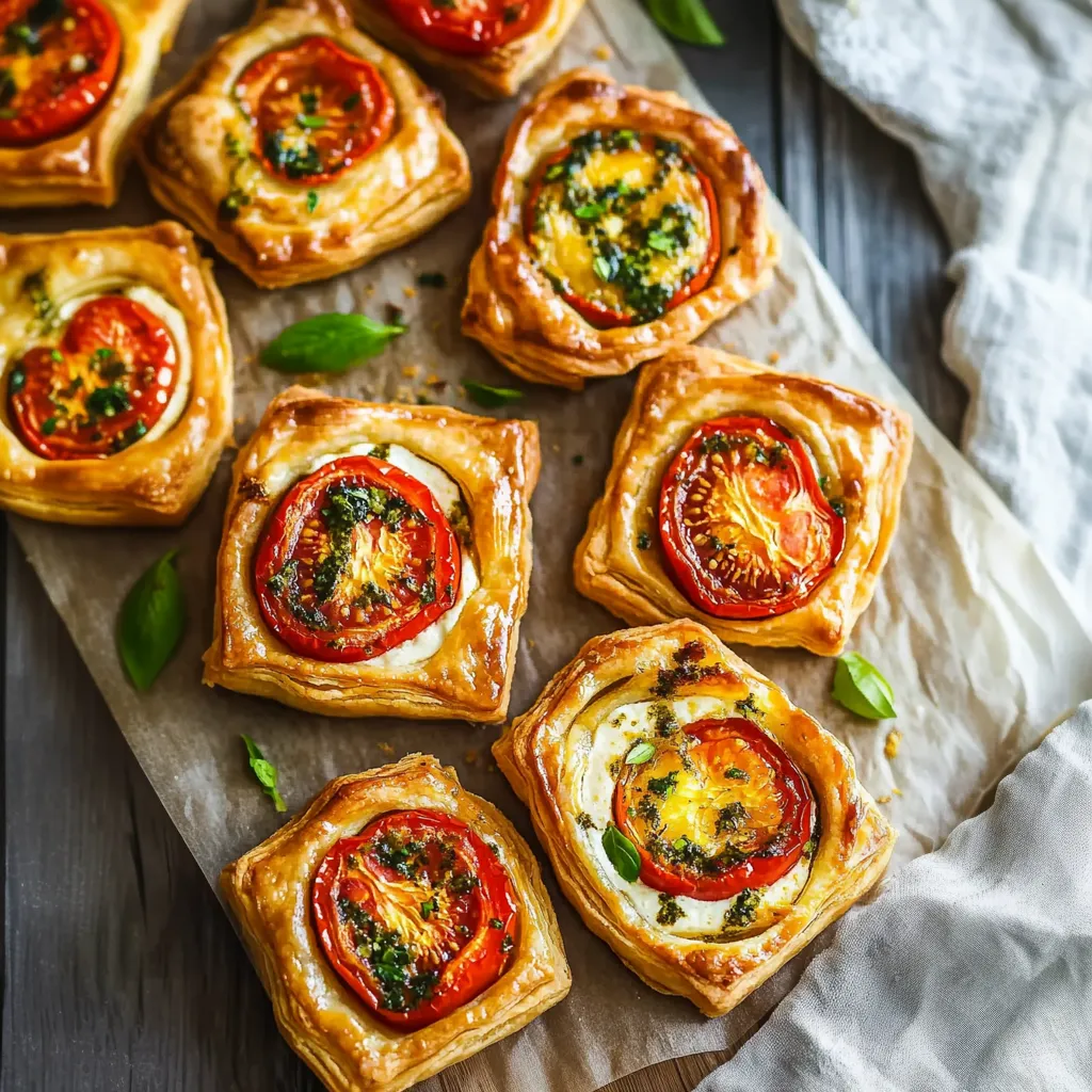 Sommerliche Blätterteig-Törtchen mit Tomaten: Einfaches Blätterteig Rezept für Partys