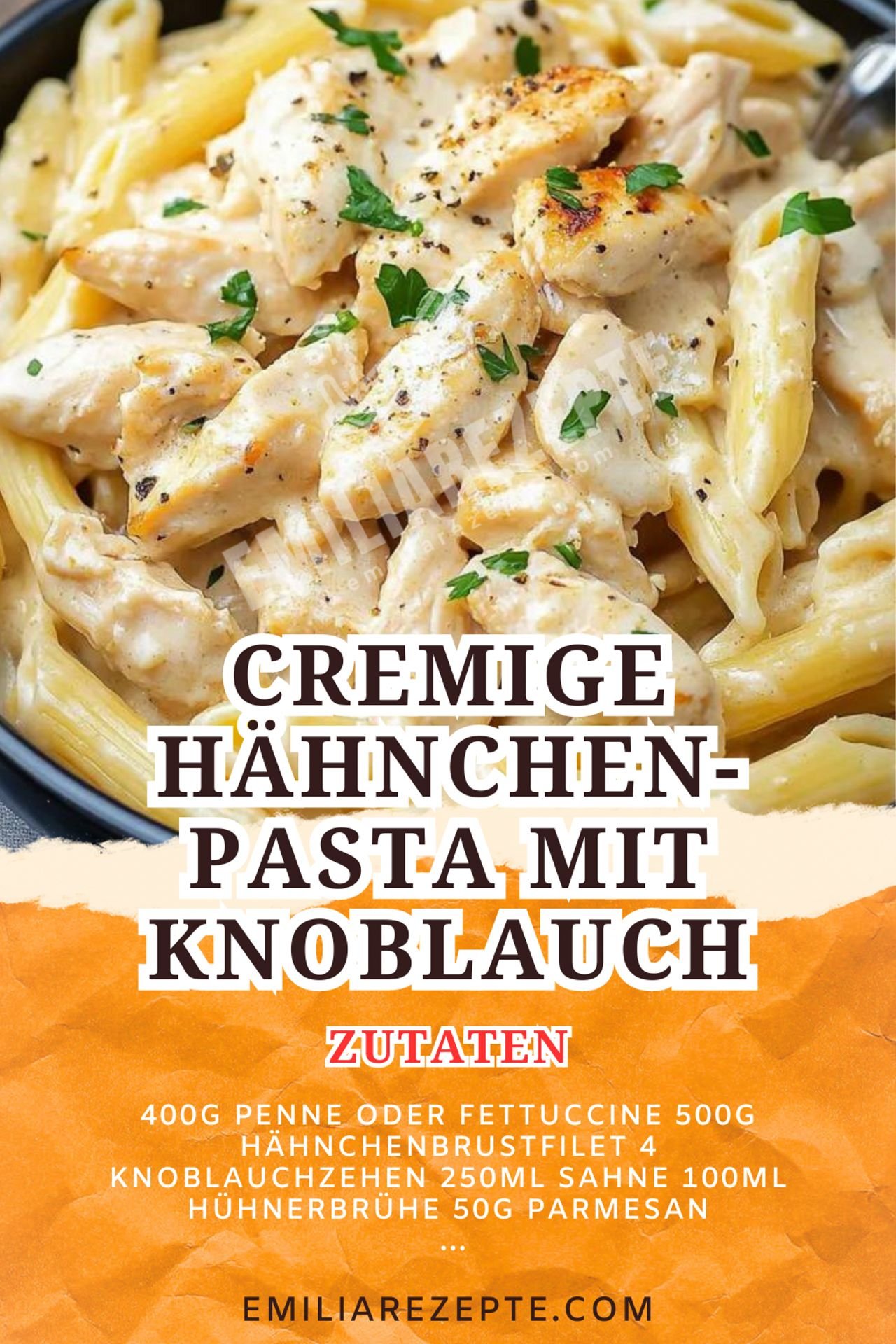 Cremige Hähnchen-Pasta mit Knoblauch: Einfaches Nudelgericht für gemütliche Abende