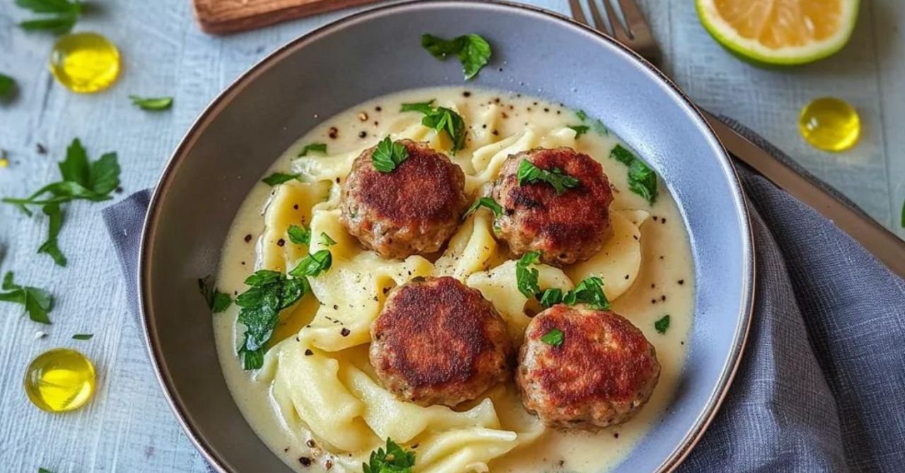 Kohlrabi Rezept: Gemüse in heller Soße mit Frikadellen und Spätzle