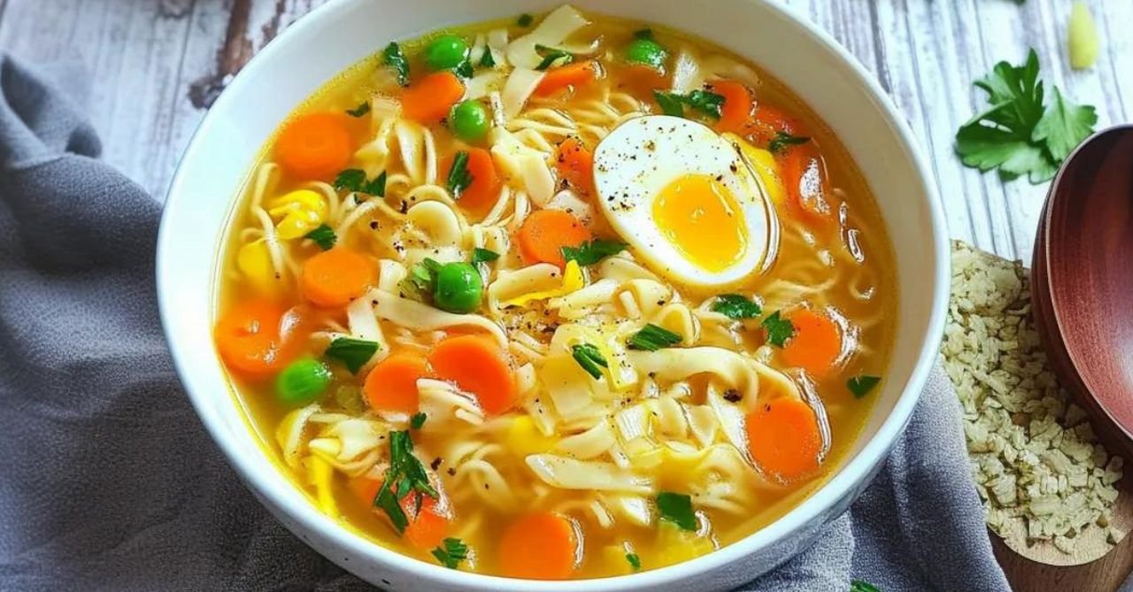 Schnelle Rezepte: Wärmende Nudelsuppe mit Möhre und Ei