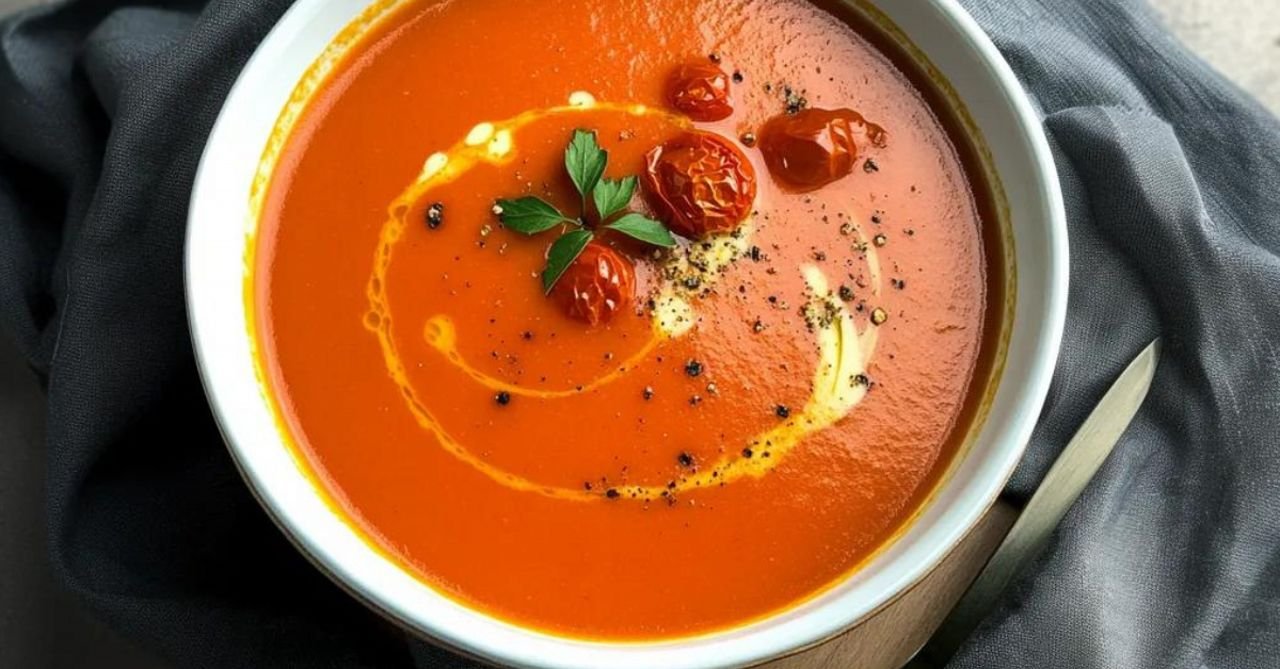 Einfache Tomatensuppe mit gerösteten Tomaten