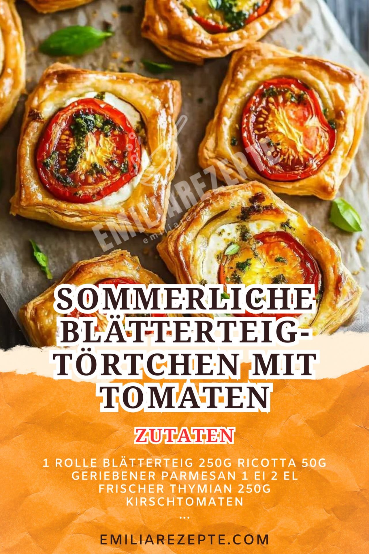 Sommerliche Blätterteig-Törtchen mit Tomaten: Einfaches Blätterteig Rezept für Partys