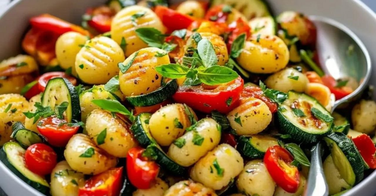 Gnocchi-Salat mit Zucchini und Paprika: Schnelles Mittagessen für heiße Sommertage