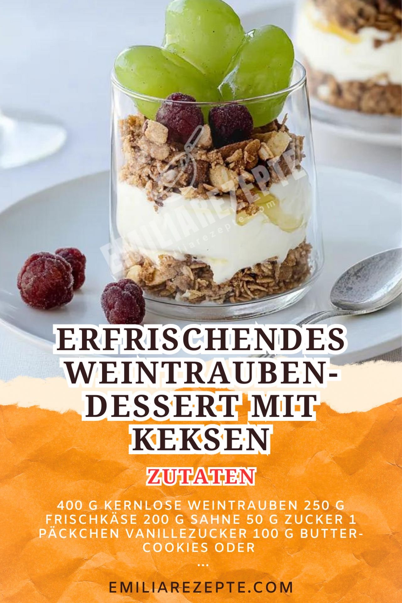 Erfrischendes Weintrauben-Dessert mit Keksen: Schneller Nachtisch im Glas