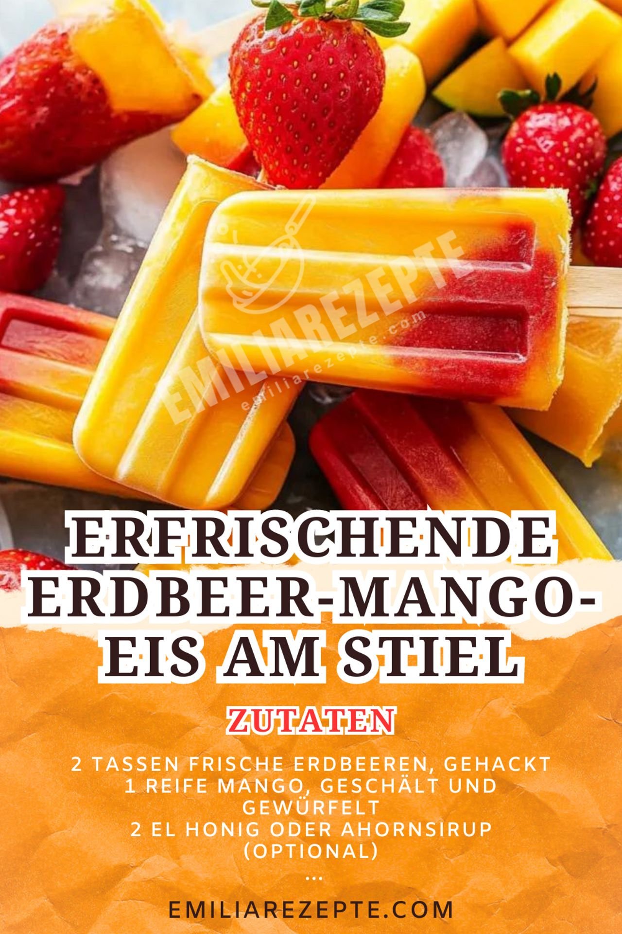 Gesunde Rezepte: Erfrischende Erdbeer-Mango-Eis am Stiel