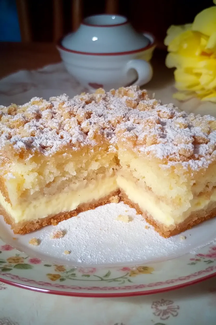 Kuchen Rezepte: Versunkener Streuselkuchen mit Vanillepudding - Ein Traum aus dem Ofen