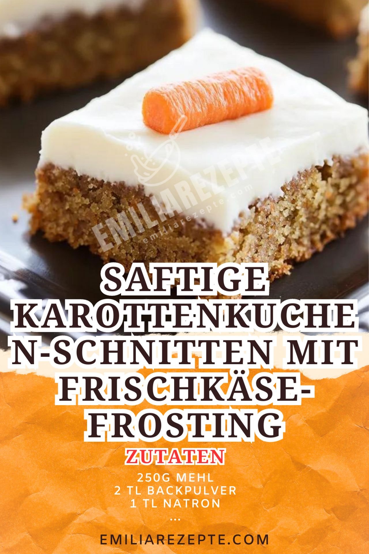 Saftige Karottenkuchen-Schnitten mit Frischkäse-Frosting: Einfaches Kuchen Rezept