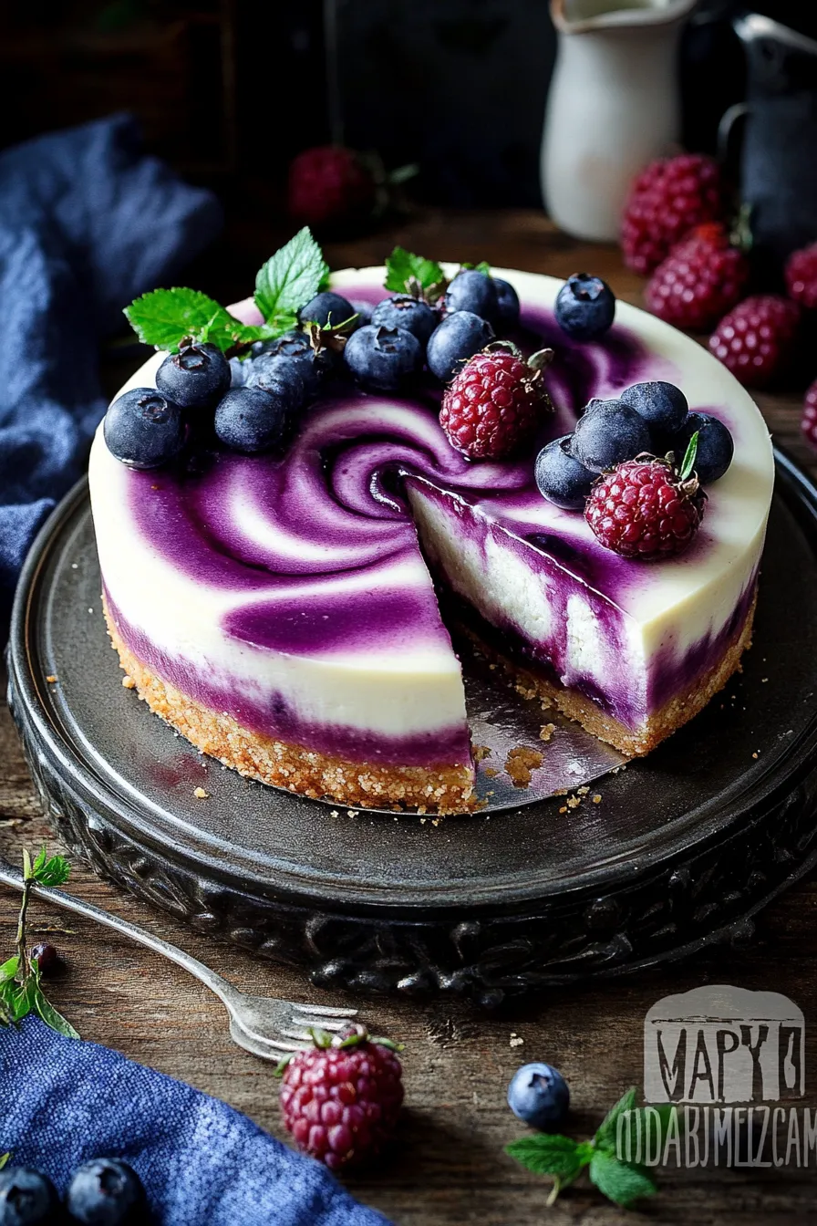 No-Bake Käsekuchen mit Heidelbeeren: Einfaches Kuchen Rezept ohne Backen