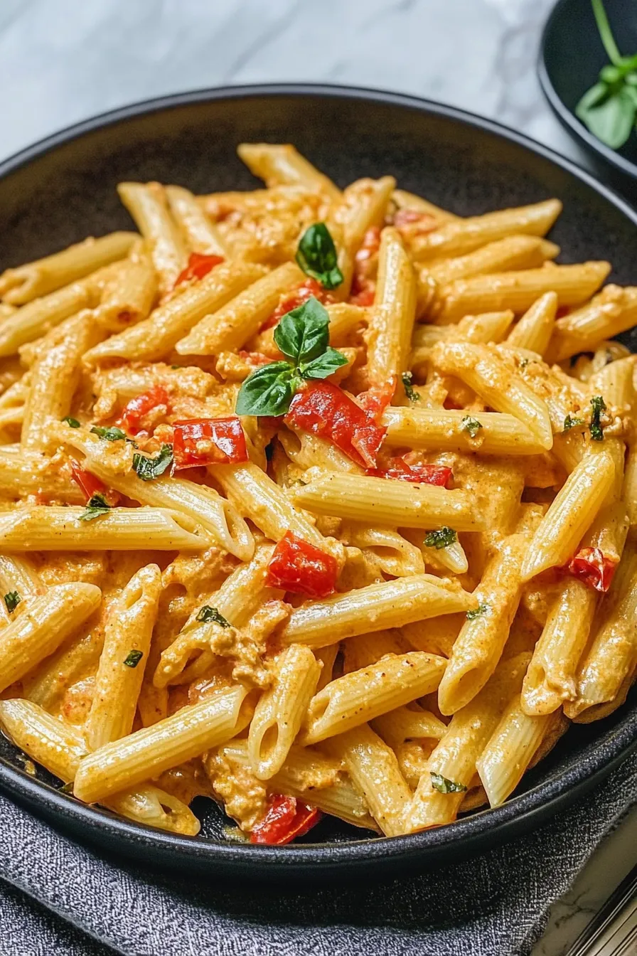 Cremige Pasta Rezepte: Penne in sämiger Paprikasoße