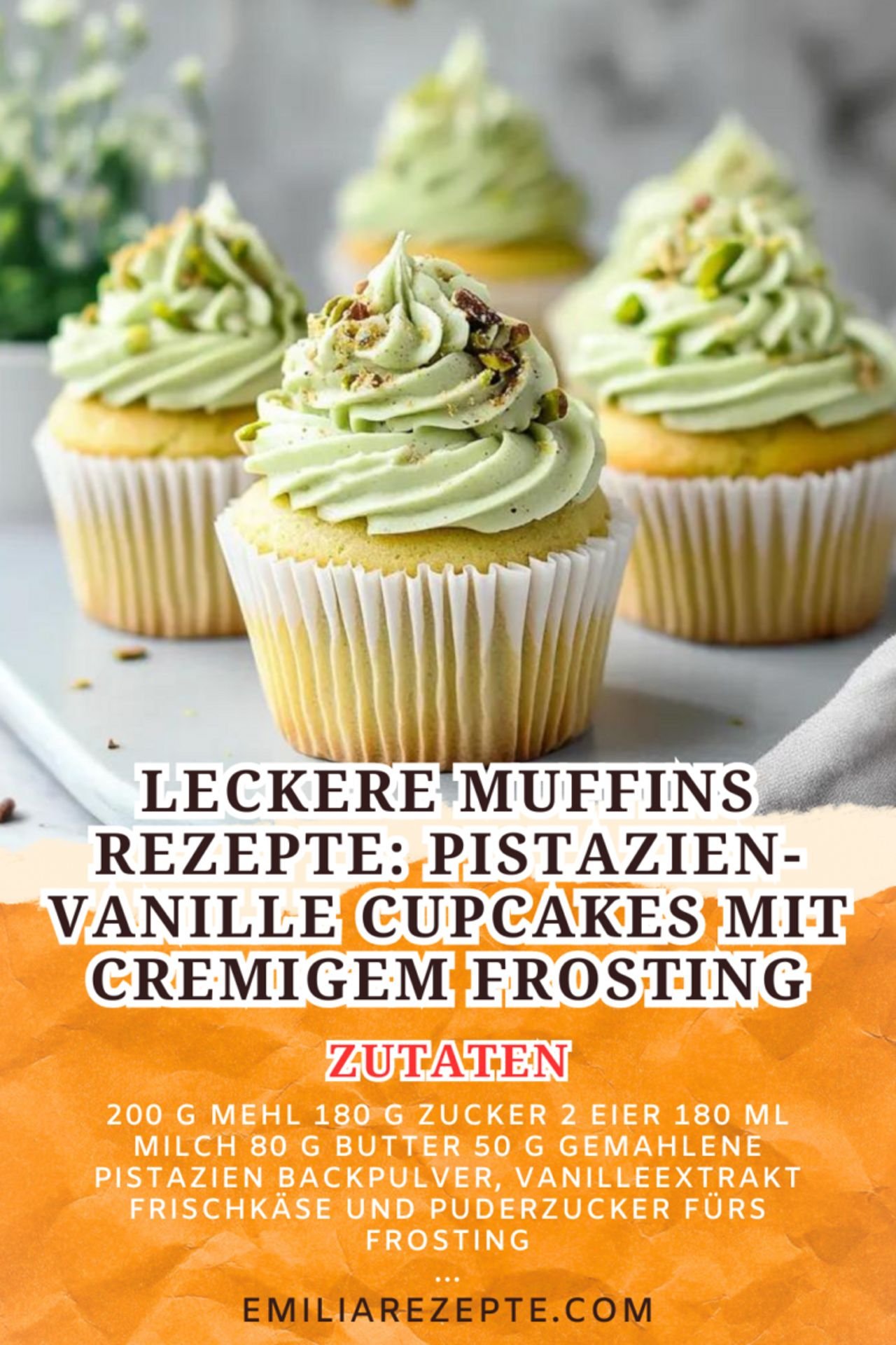 Muffins Rezepte: Pistazien-Vanille Cupcakes Mit Cremigem Frosting