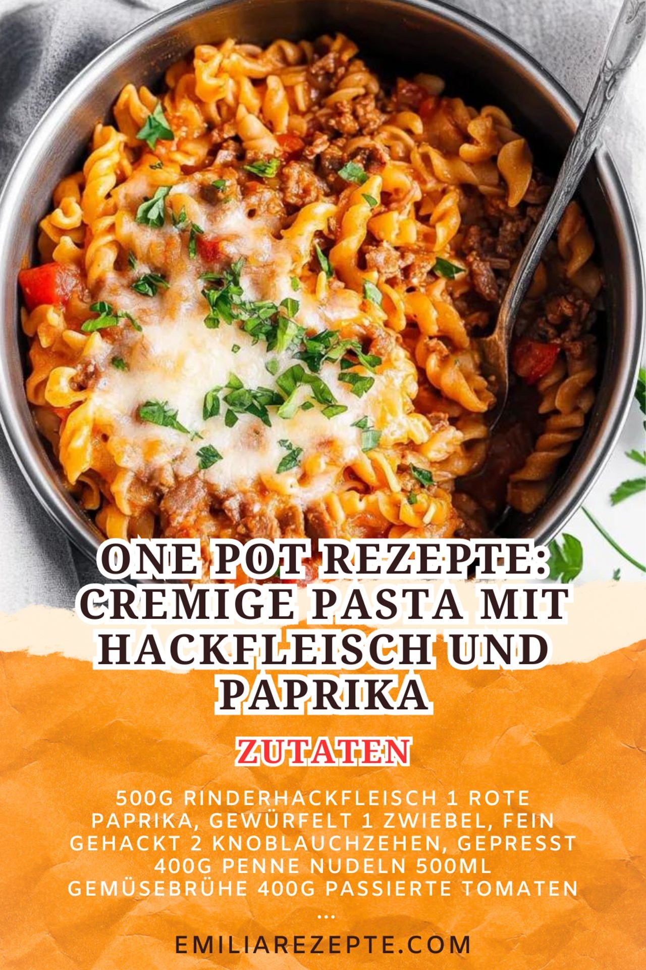 One Pot Rezepte: Cremige Pasta mit Hackfleisch und Paprika