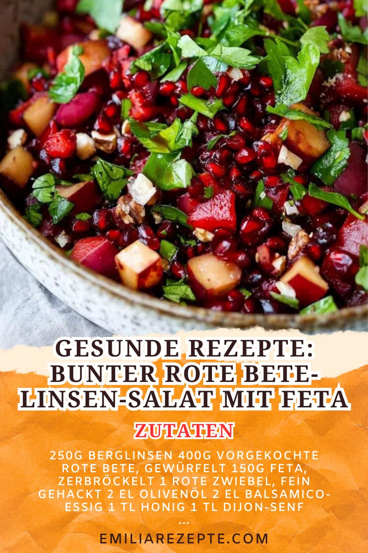 Gesunde Rezepte: Bunter Rote Bete-Linsen-Salat mit Feta