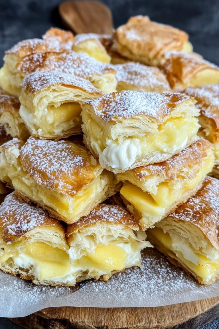 Blätterteigkuchen mit Puddingcreme und Apfel - Schnelles Rezept