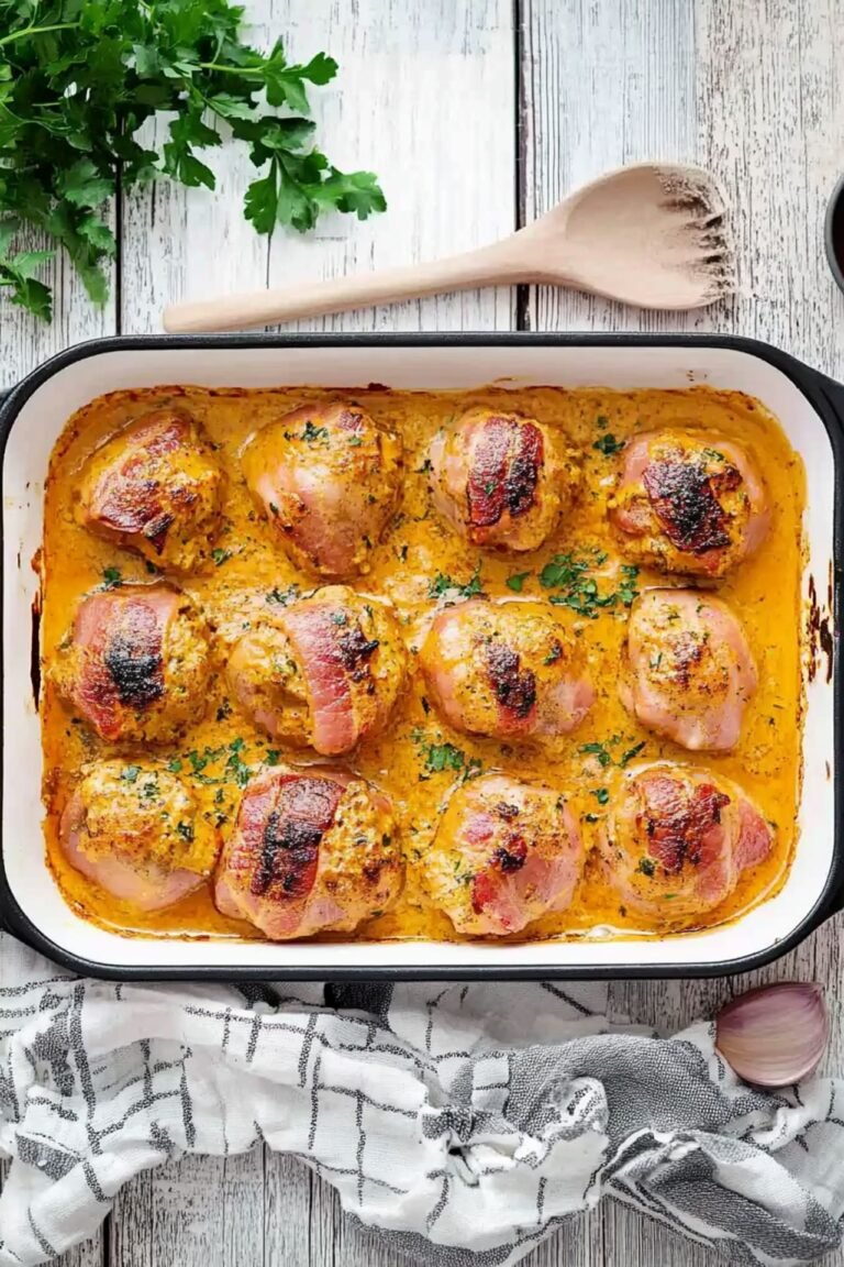 Schweinefilet im Baconmantel in Currysahne