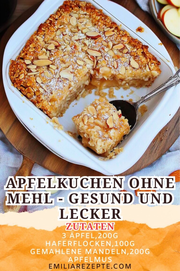 Apfelkuchen ohne Mehl mit Haferflocken und Mandeln - Gesund und Lecker Apfelkuchen ohne Mehl mit Haferflocken und Mandeln - Gesund und Lecker
