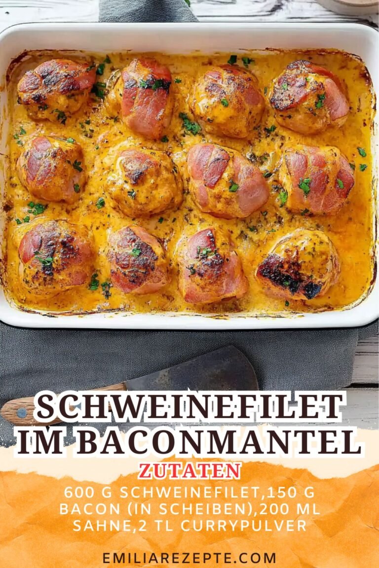 Schweinefilet im Baconmantel in Currysahne