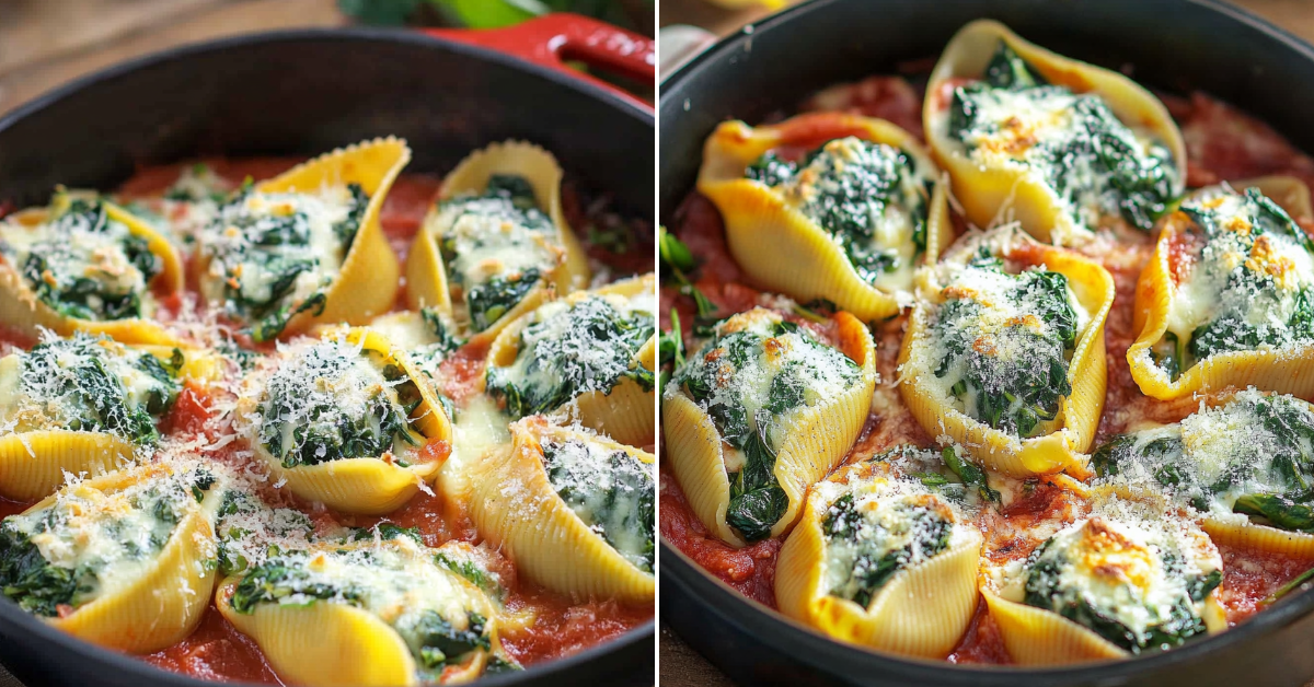 Gefüllte Muschelnudeln mit Ricotta und Spinat - Rezept