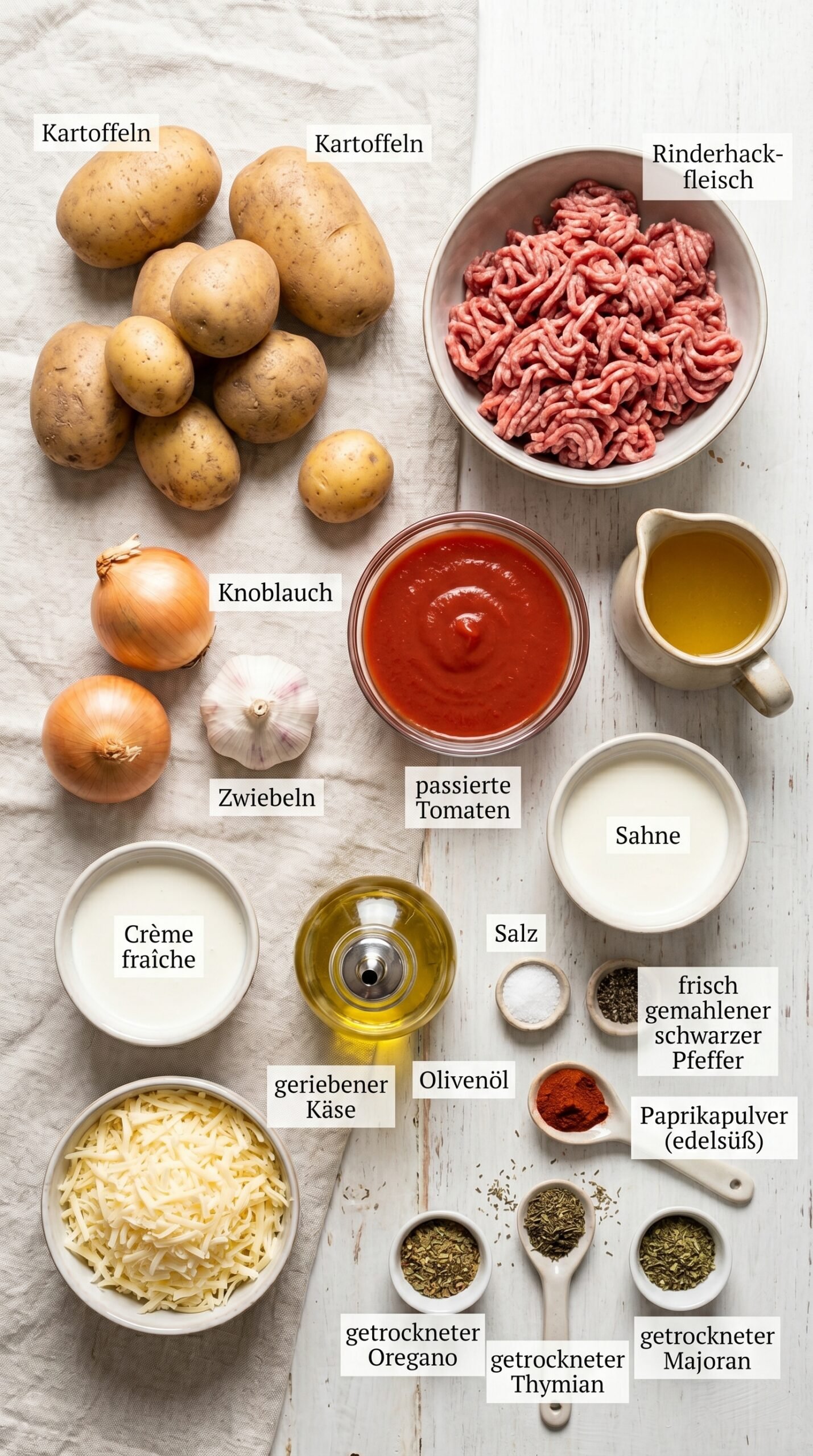 Dein perfekter Kartoffel-Hackfleisch-Auflauf – Herzhaft & Lecker! recipe ingredients