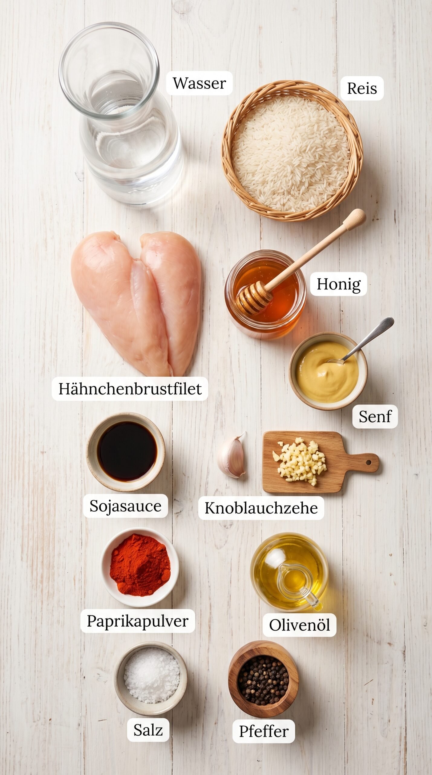 Honig Senf Hähnchen mit Reis aus der Pfanne recipe ingredients
