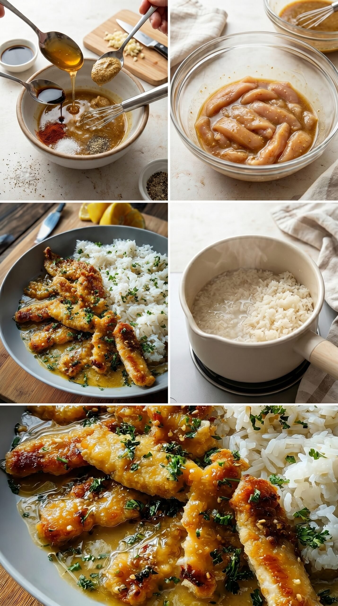 Honig Senf Hähnchen mit Reis aus der Pfanne recipe instructions