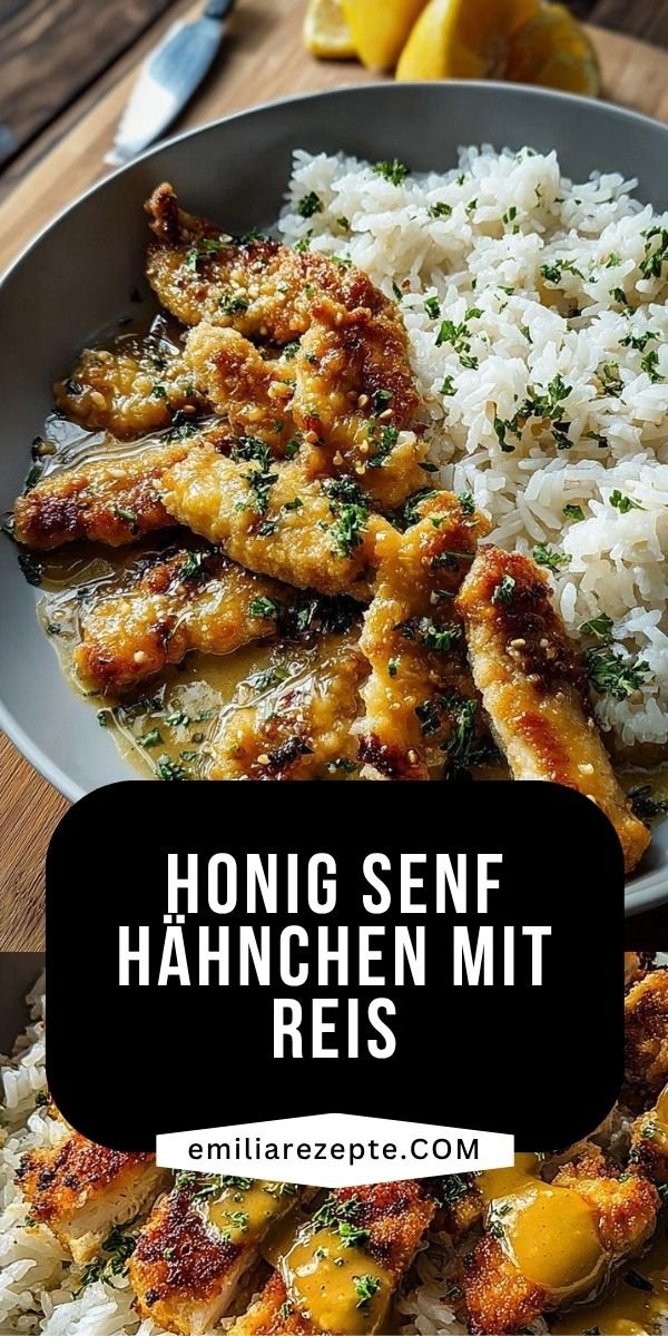 Honig Senf Hähnchen mit Reis aus der Pfanne save this recipe