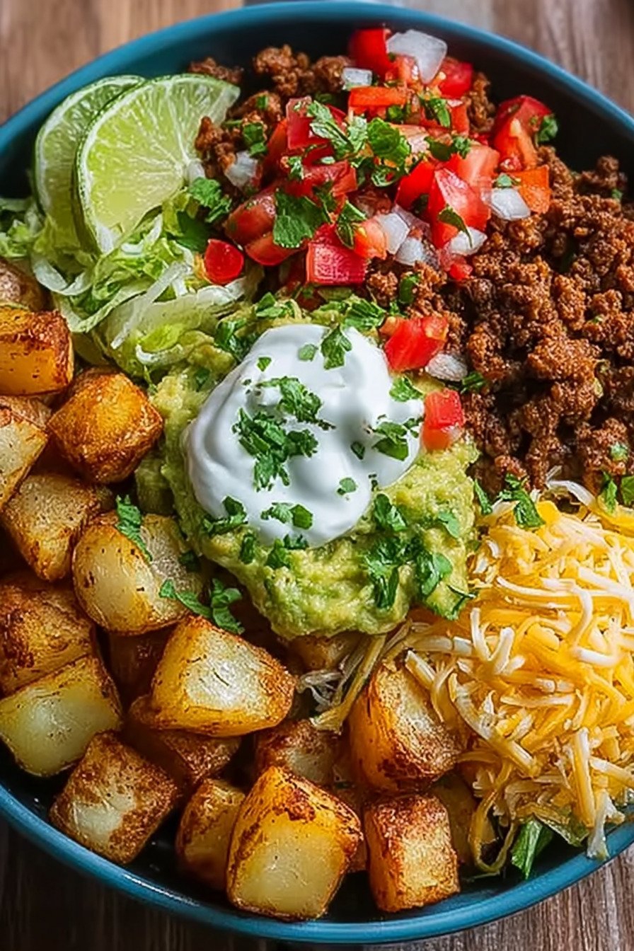 Kartoffel Taco Bowl Meal Prep einfach sättigend final result