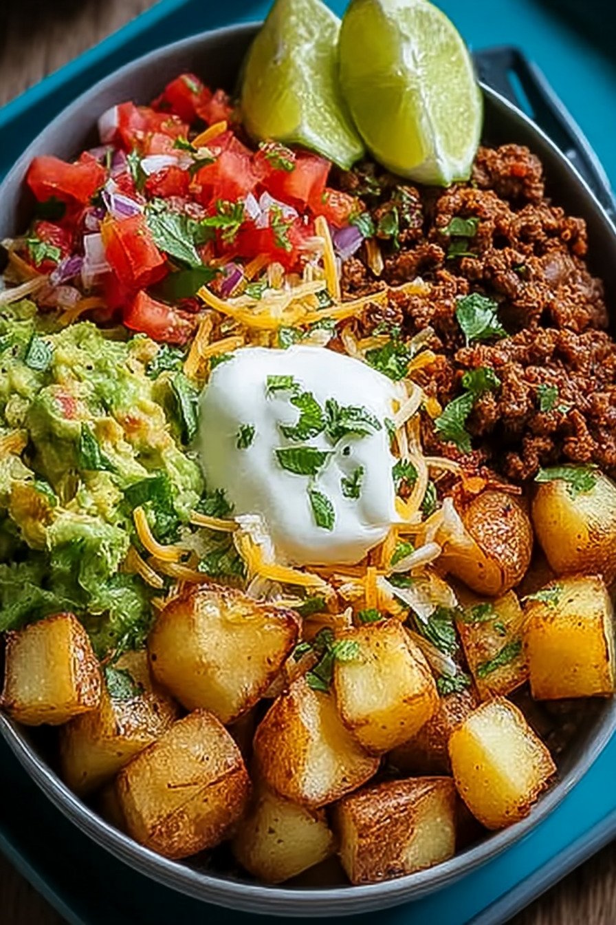 Kartoffel Taco Bowl Meal Prep einfach sättigend extra recipe photo