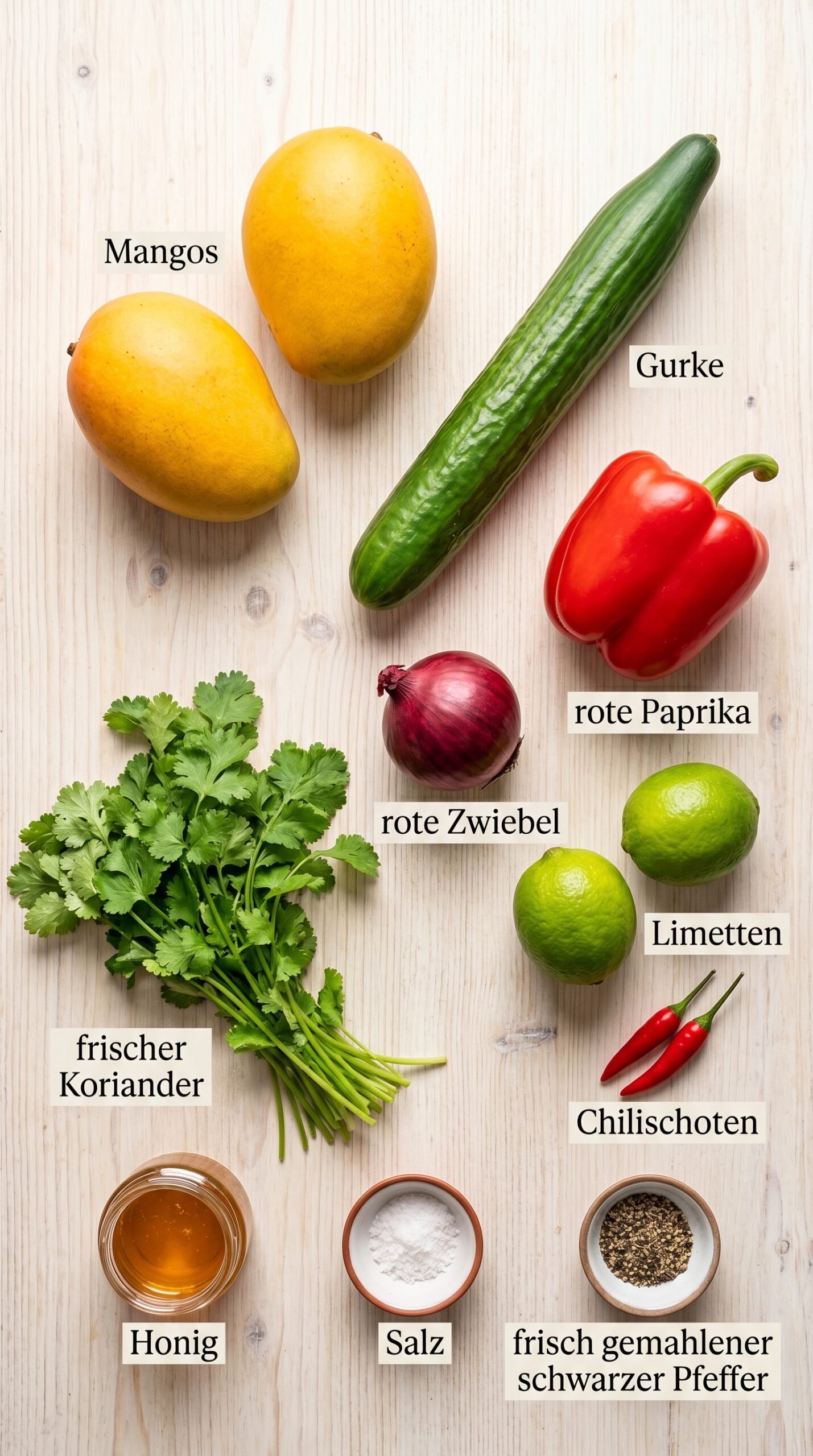 Thai Mango Gurkensalat mit Limetten Dressing recipe ingredients