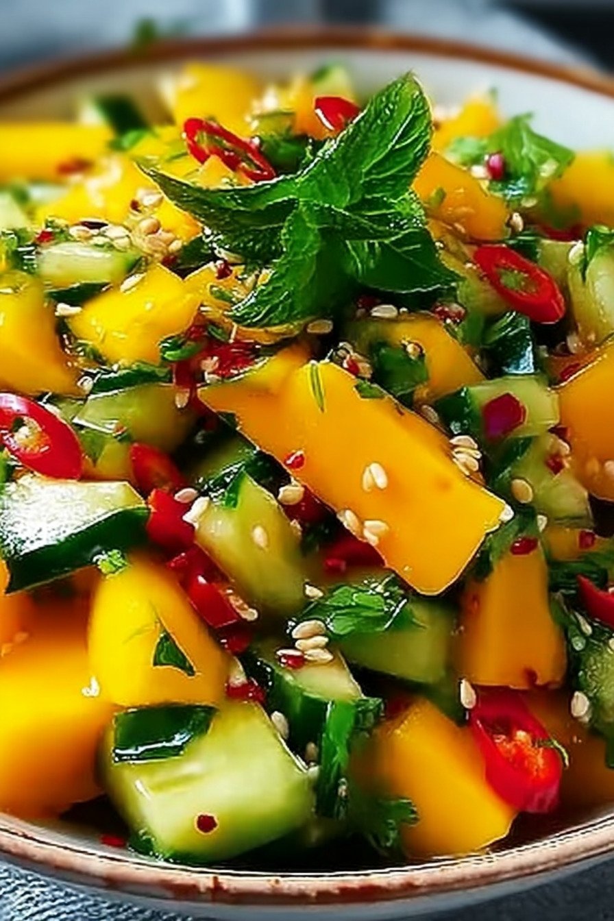 Thai Mango Gurkensalat mit Limetten Dressing final result