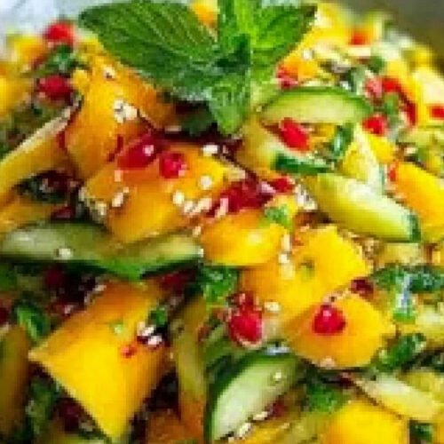 Thai Mango Gurkensalat mit Limetten Dressing extra recipe photo