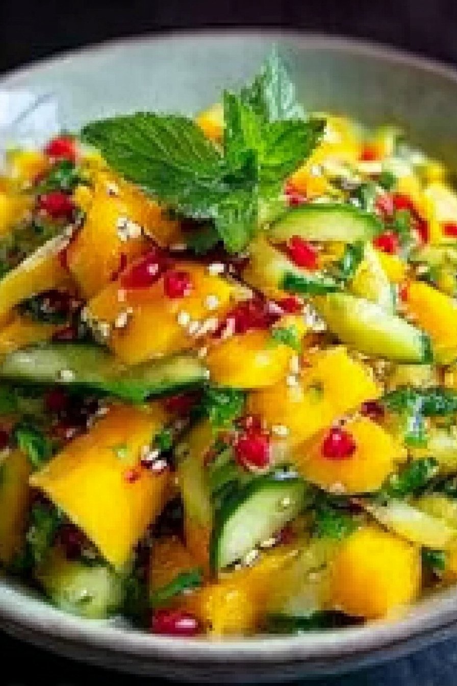 Thai Mango Gurkensalat mit Limetten Dressing extra recipe photo