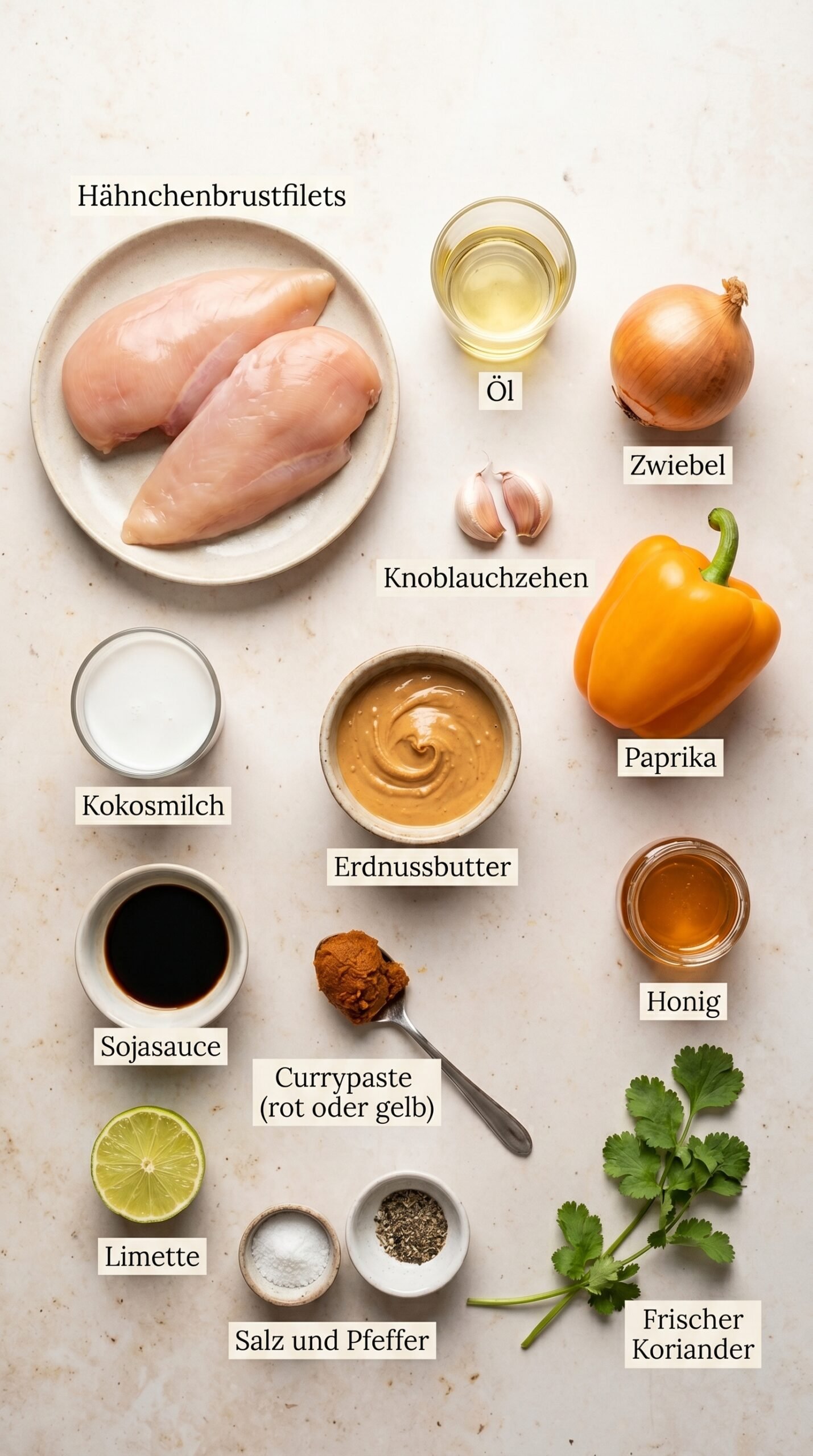 Cremiges thailändisches Erdnuss Hähnchen das dich sofort süchtig macht recipe ingredients