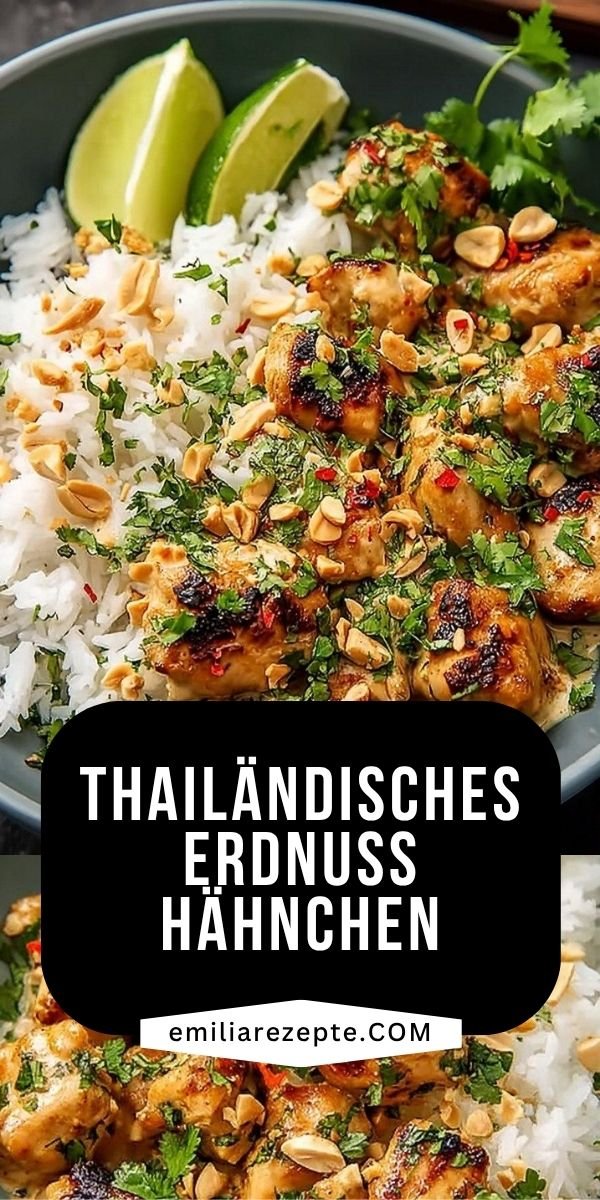 Cremiges thailändisches Erdnuss Hähnchen das dich sofort süchtig macht save this recipe